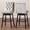Baxton Studio Gregory Light Grey Velvet and Brown Wood 2-Piece Swivel Bar Stool Set 164-10289 - alternate 5